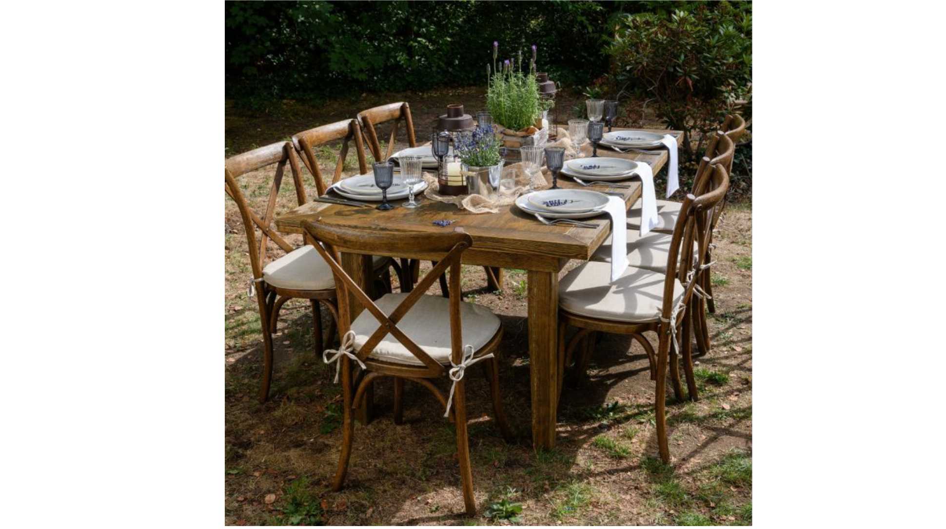 Crossback Holzstuhl im Landhausstil- mieten bei eventTIME, der Partyausstatter