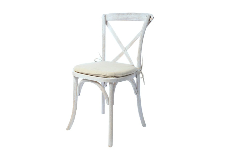 Crossback Stuhl weiss- mieten bei eventTIME, der Partyausstatter