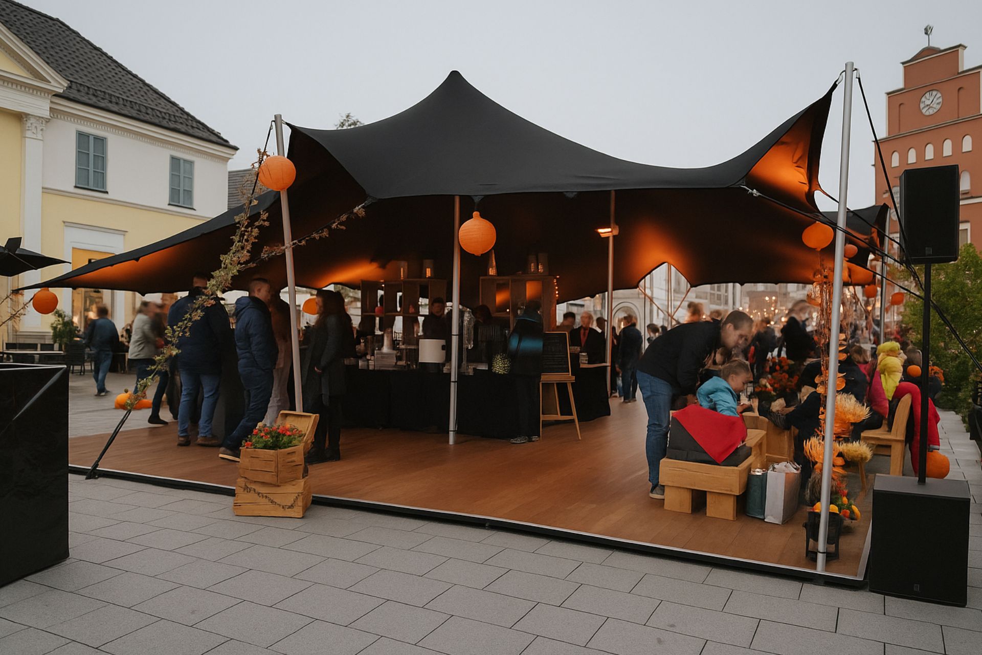 schwarzes Stretchzelt mieten bei eventTIME dem Partyausstatter